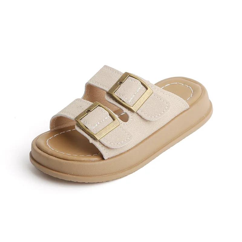 Boy Child Slipper Summer New Outdoor Kids Shoes for Girl Fashion Thick Bottom Mules Toddlers Causal Open-toe Beach Flat Slippers