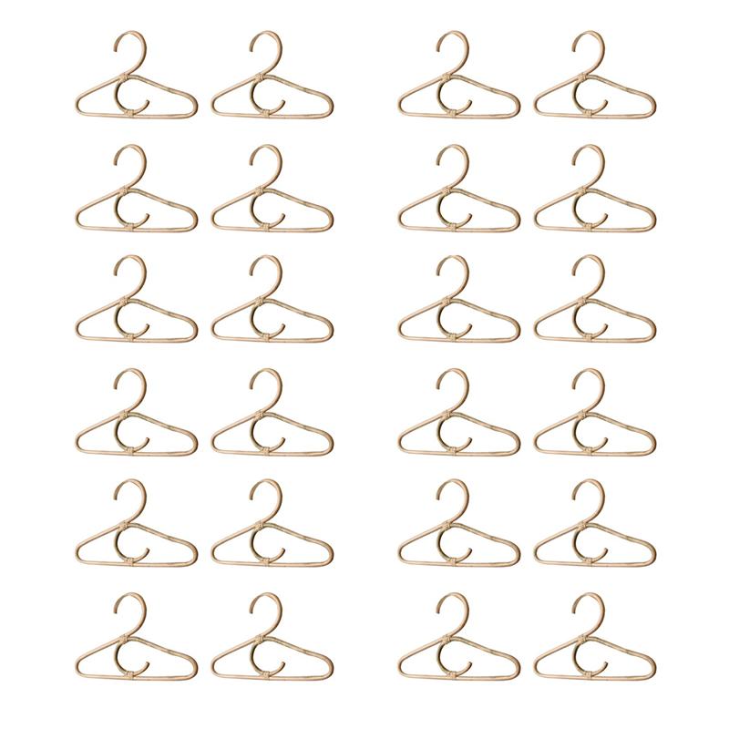 24Pcs Rattan Clothes Hanger Nordic Style Kids Garments Organizer Rack Children Hanger Kids Room Decor Hangers-B61B