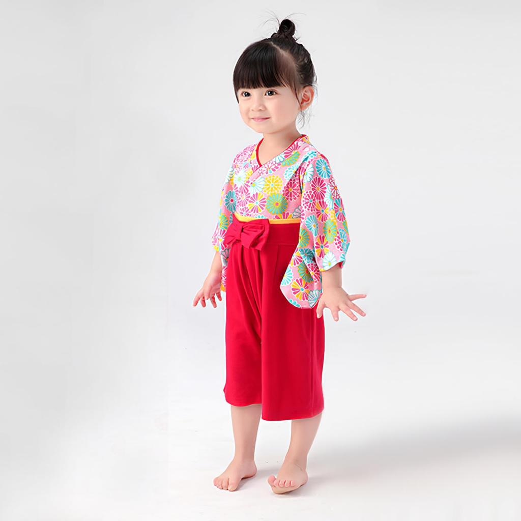 Erster Mahlzeit Hakama für Rotes Wasou Baby Japanische Traditionelle Kleidung [Yilaku] Mädchen, Strampler, Kleidung, Overall, Muster, Kleidung, Rot, Frühling/Sommer