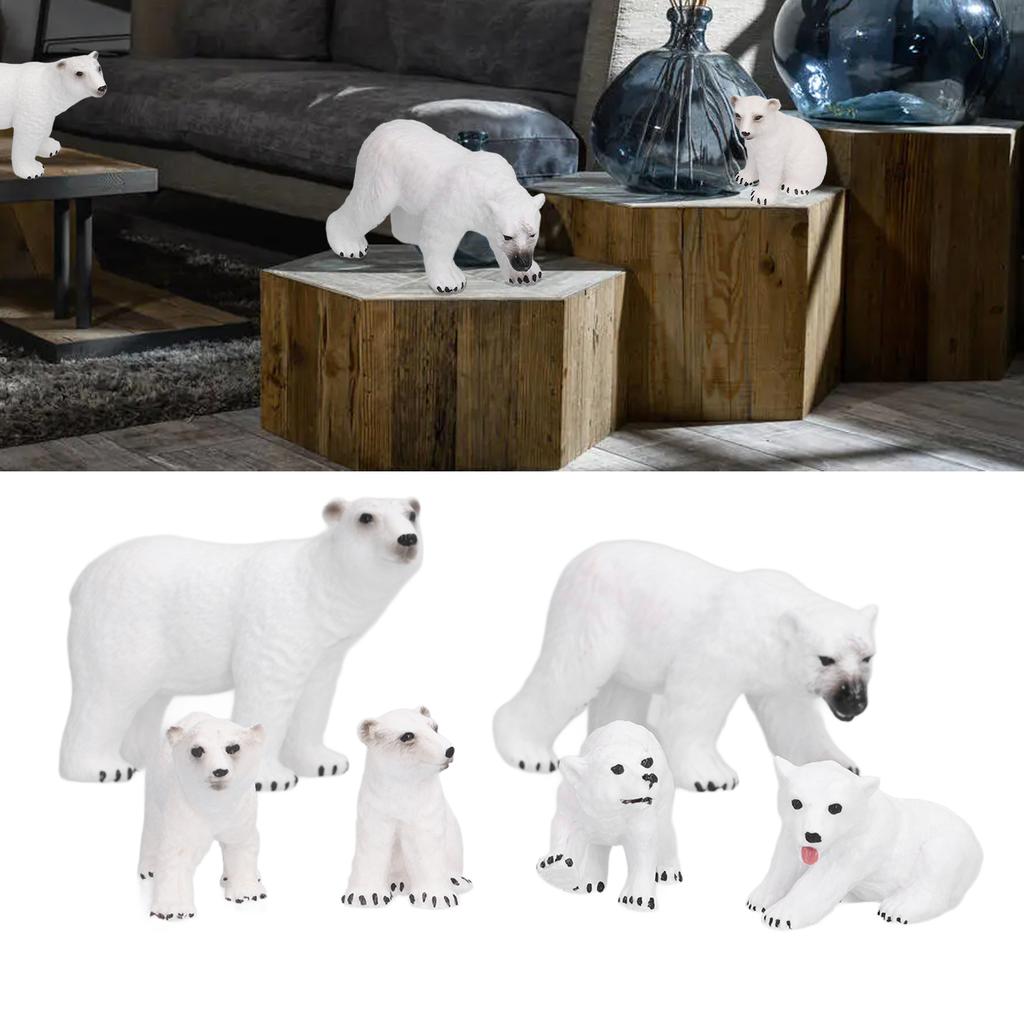Lifelike White Bear Model Educational Ocean Animal Figures Model White Bear Decoration6pcs