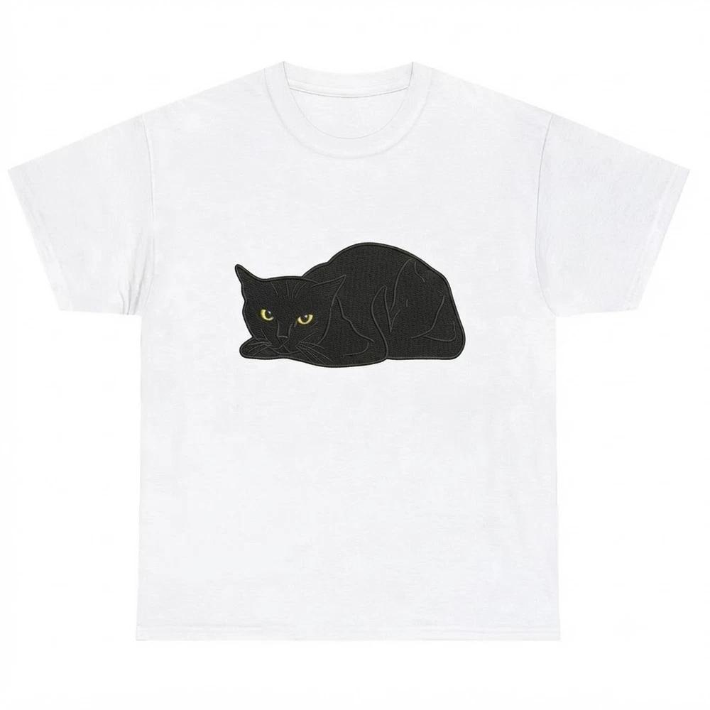 Black Cat Loaf Funny Kitten White TShirt S