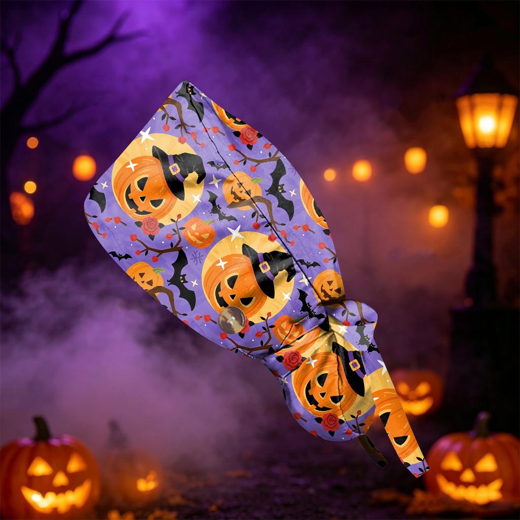 Women's Halloween Printed Ponytail, Fashion Work Hat With, Shower Wrap, Costume