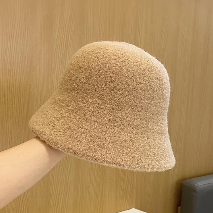 

Панама женская осенне-зимняя черная простая универсальная теплая шляпа-ведро для улицы и путешествий, шляпа для маленького лица, плюшевая панама adjustable