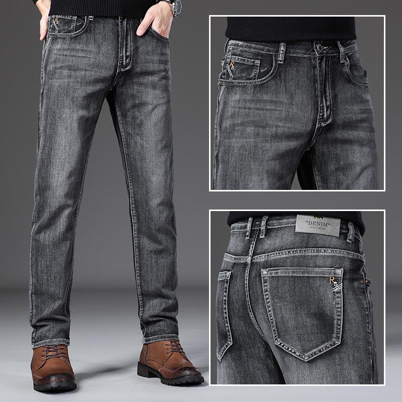 Herfst Nieuwe Collectie Heren Stretch Slim-Fit Rechte Broek Trendy Casual Grijze Broek Veelzijdige Stijl