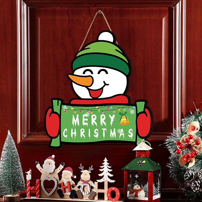 Home Wall Decoration Christmas Wall Decoration Wall Hanging Cartoon Snowman Children's Room Atmosphere Door Hanging Sign Hanging