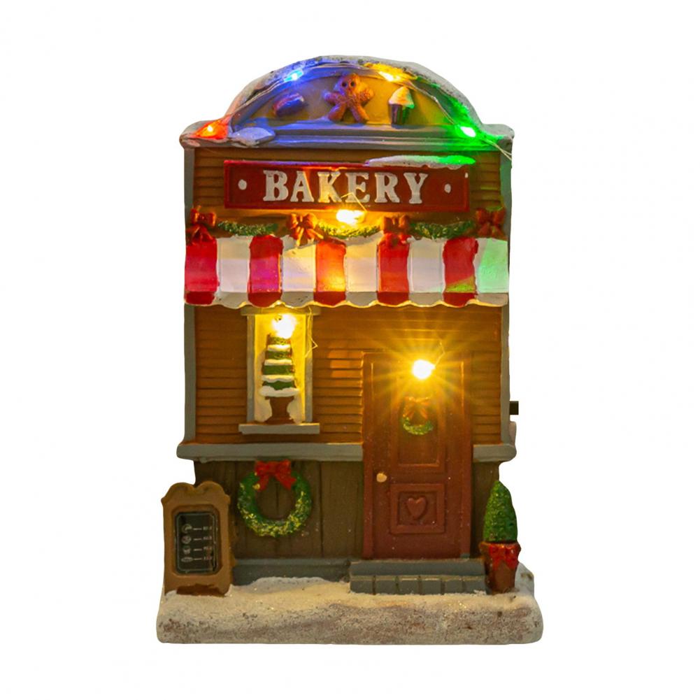 Festive Tabletop Display Led House with Music Battery Operated Holiday Centerpiece for Tabletop Display Festive Resin Figurine