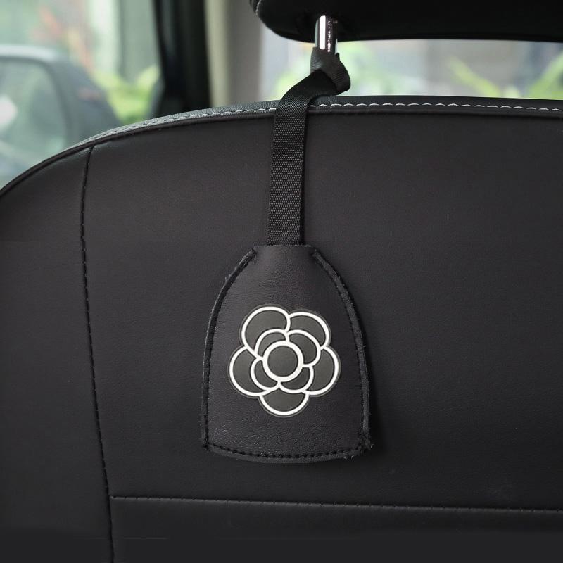 1PC Creative Car Hooks Crown Flower Leather Car Seat Headrest Hanger Storage Pull-out Type Hooks For Groceries Bag Handbag