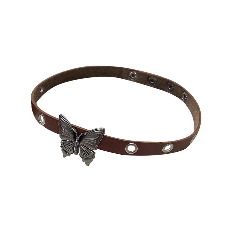 Y2K Butterfly Punk Rock Multi-Layer Leather Choker Necklace