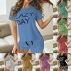 Damen Sommer kurzärmeliges T-Shirt mit Buchstabenmuster, gestreifte Shorts, Pyjama-Set