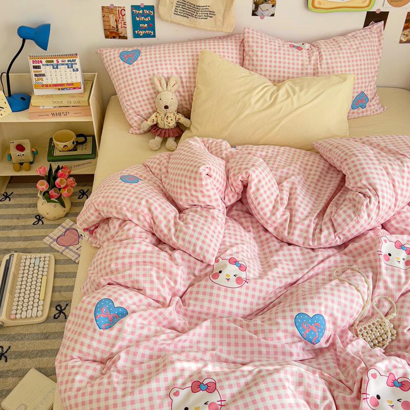 Children s Love Cat Pink Super Soft Bedding Set