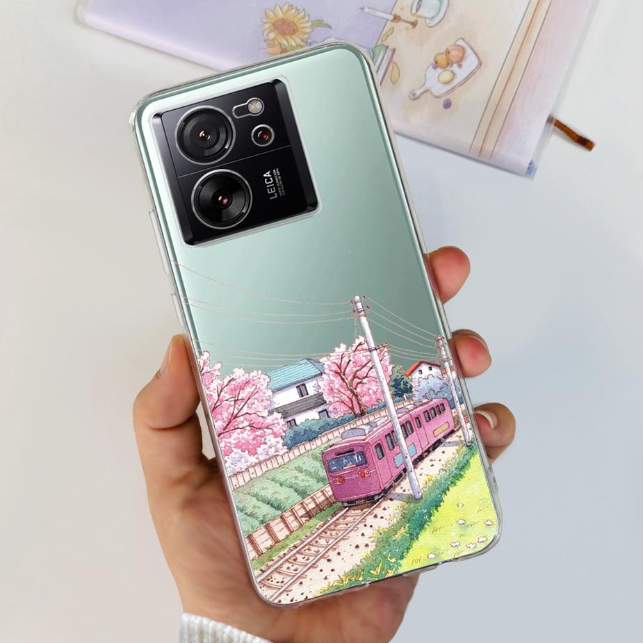 For Xiaomi 13T Pro Case Luxury Painted Back Cover Clear Silicone Phone Case For Xiaomi Mi 13T Pro 13TPro Soft Fundas 6.67'' Bags