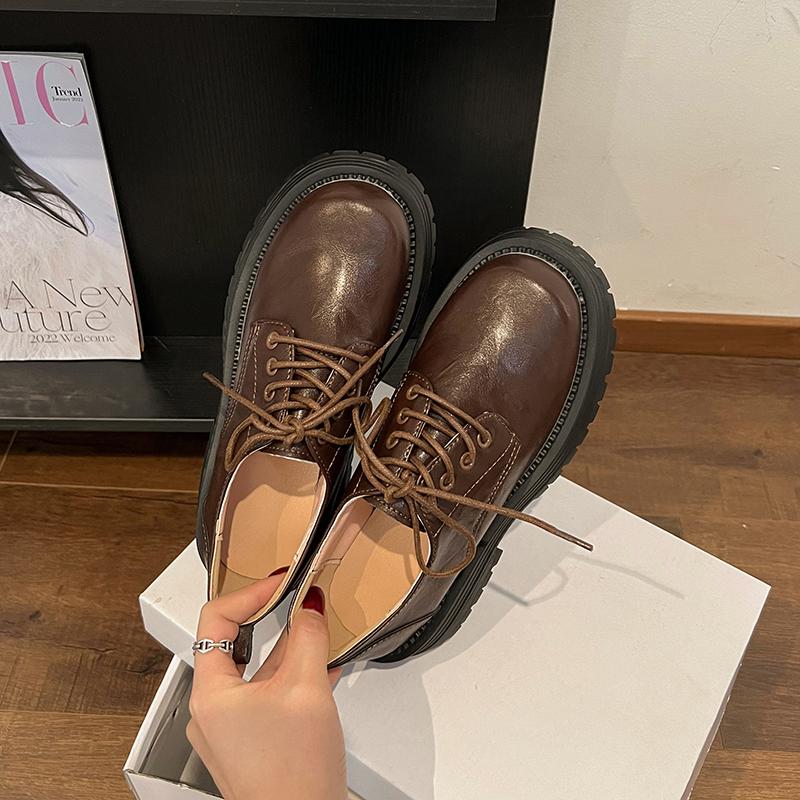 Fashion Retro Japanese Brown Loafers Thick Sole Height-Increasing Leather Women's Pumps Autumn 2024 New Mary Janes Lolita Platform Shoes