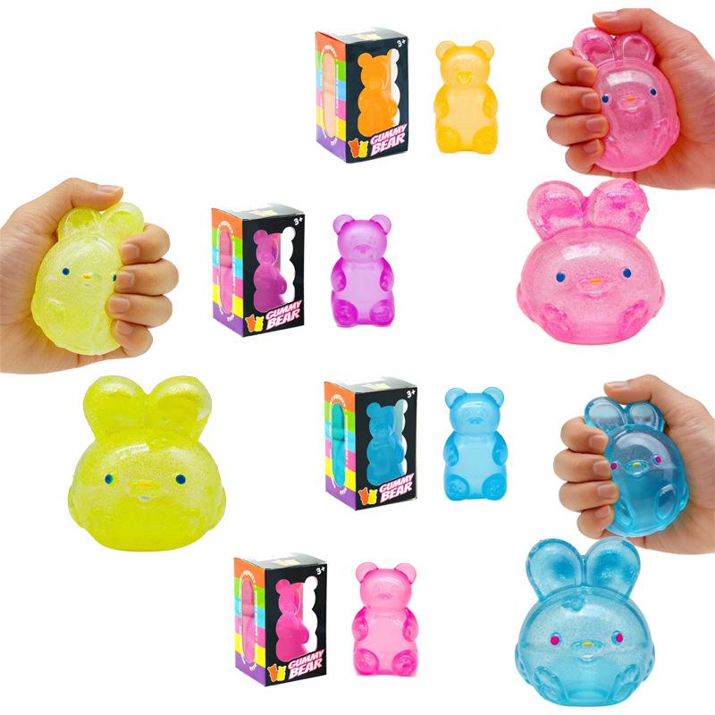NeeDoh Gummy Bear Bunny Slow Rising Toy - Colorful Non-Toxic ADHD Fidget Squishy