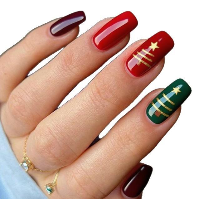New Manicure Nail Pads European And American Festivals Christmas Elements Medium Rectangular Wearing Nail Pads