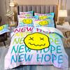 Smiling Face Graffiti Bedding Set Themed Colorful Print Microfiber Student Dormitory Bed Sheet Duvet Cover Kid Gift Home Textile