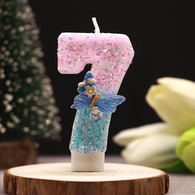 0-9 Number Cake Candles Party Supplies Pink Butterflies Candles Accessories Cake Shop Props Valentine's Anniversary Candles Blue