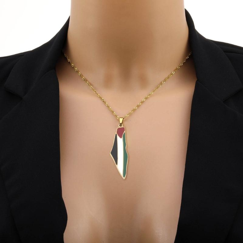 Thoughtful Gift PLE Map Pendant Necklace Stainless Steel Adjustable Chain Necklace Neck Jewelry for Loved Ones