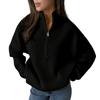 Women's Oversized Knit Pullover Sweater with Zipper, Versatile Casual Top for Fall and Winter