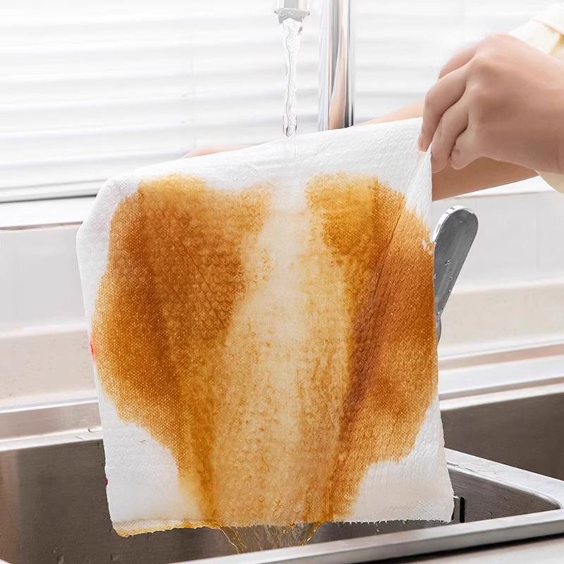 Thickened Dual-Use Disposable Dishcloth - Dry & Wet Kitchen Paper Towel for Cleaning, Oil Removal & Water Absorption