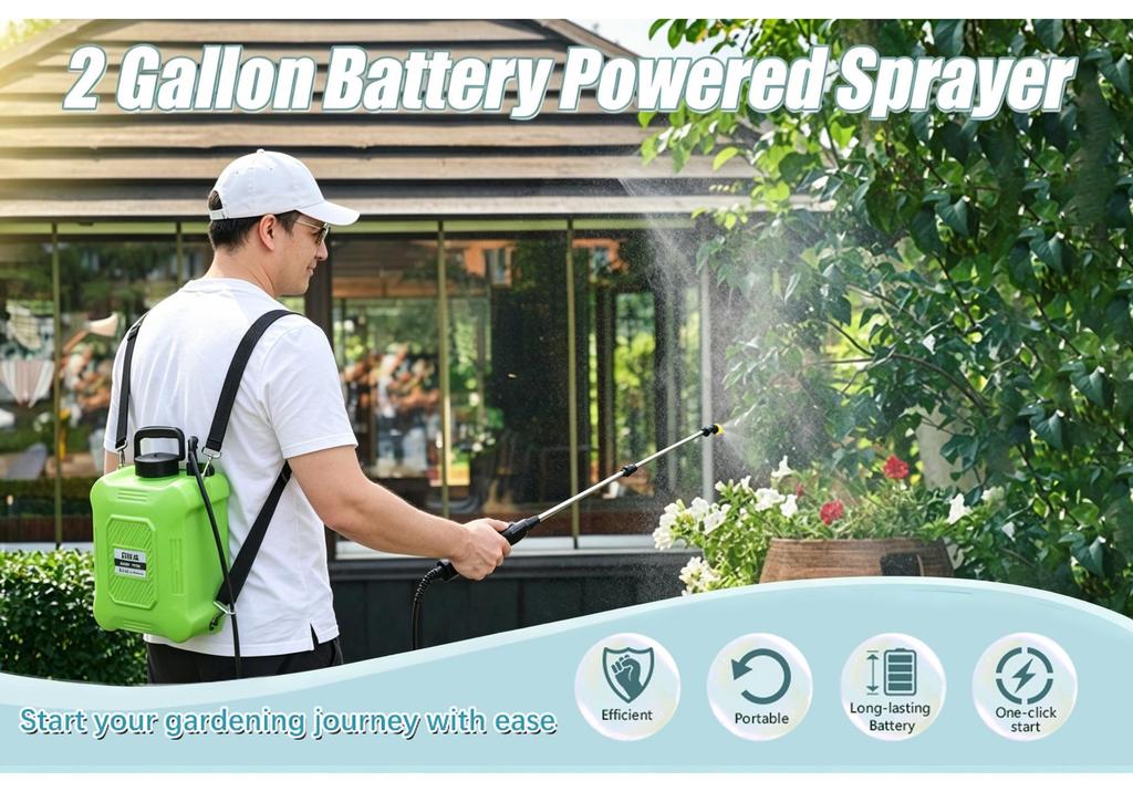 Electric Gardening Sprayer 5-8L: Long Battery, High-Pressure for Irrigation, Pest & Cleaning