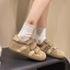 2025 autumn new retro matte leather fashion versatile German training shoes genuine leather Velcro ugly cute big head casual board shoes