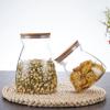Holzdeckel Glas Vorratsdose Küche Vorratsflaschen Gläser Trapezförmiger Lebensmittelbehälter Getreide Tee Kaffeebohnen Getreide Bonbonglas