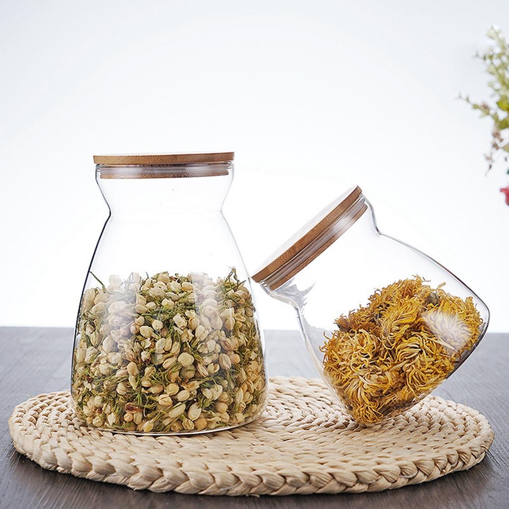 Capac din lemn, sticlă, borcan de depozitare, sticle de bucătărie, borcane trapezoidale pentru alimente, recipient pentru boabe de ceai și cafea, boabe de bomboane