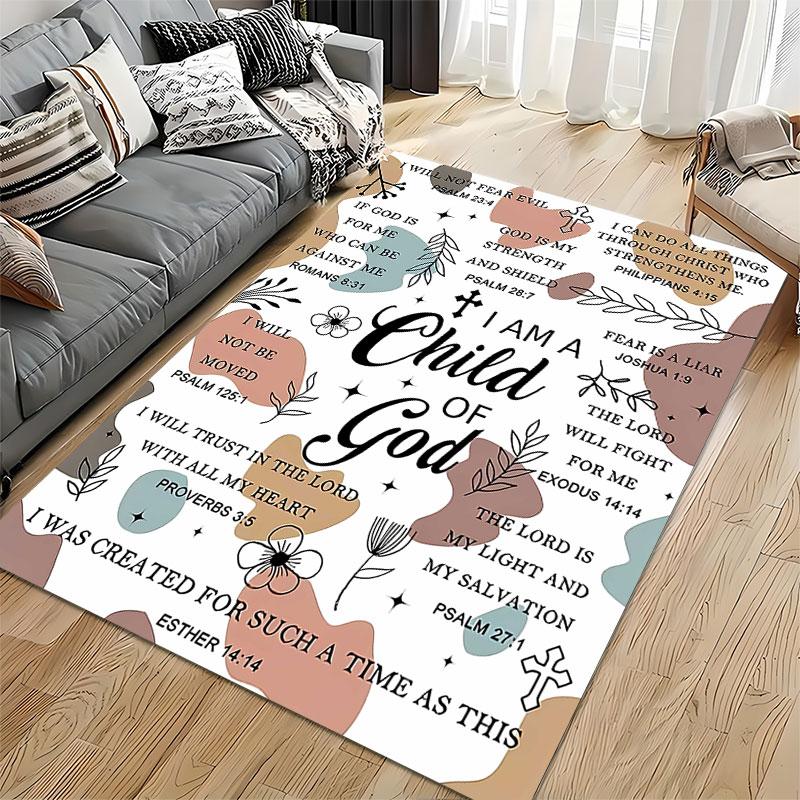Christian Faith-Inspired Carpet Suitable As a Non-slip Mat for the Living Room or Bedroom Sofa
