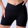 Seamless Cross-Waist Breathable Peach-Lift Yoga Shorts - Quick-Drying Athletic Three-Point Design