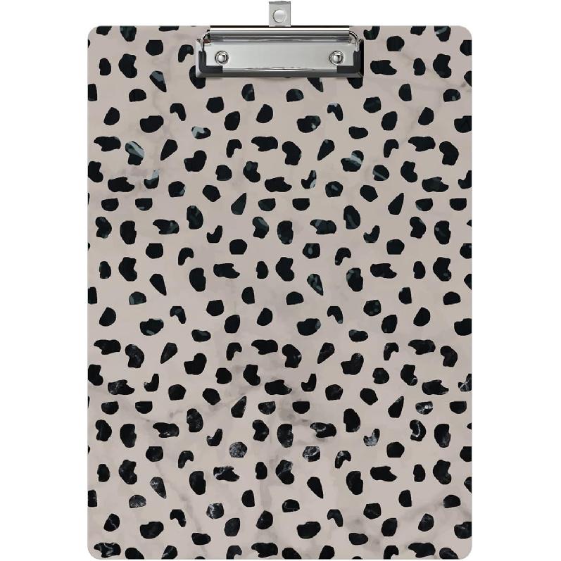 Cute Clipboard Leopard Wood Design Decorative A4 Letter Size Clip Boards for Classroom Office, Standard Size 9" x 12.5" with Low Profile Metal Clip -