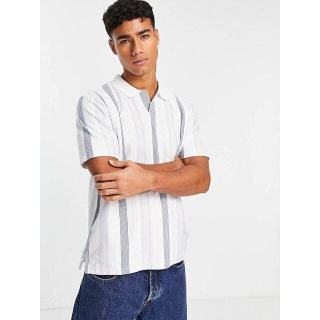 

Levi s Pool Side polo shirt in white blue stripe with small logo