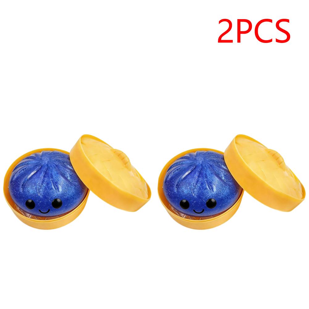 Glitter Bun with Food Steamer Stretchy Desk Toys Squeeze Dough Ball Soft Dumpling Bun Simulation Fidget Toy for Kids Adults