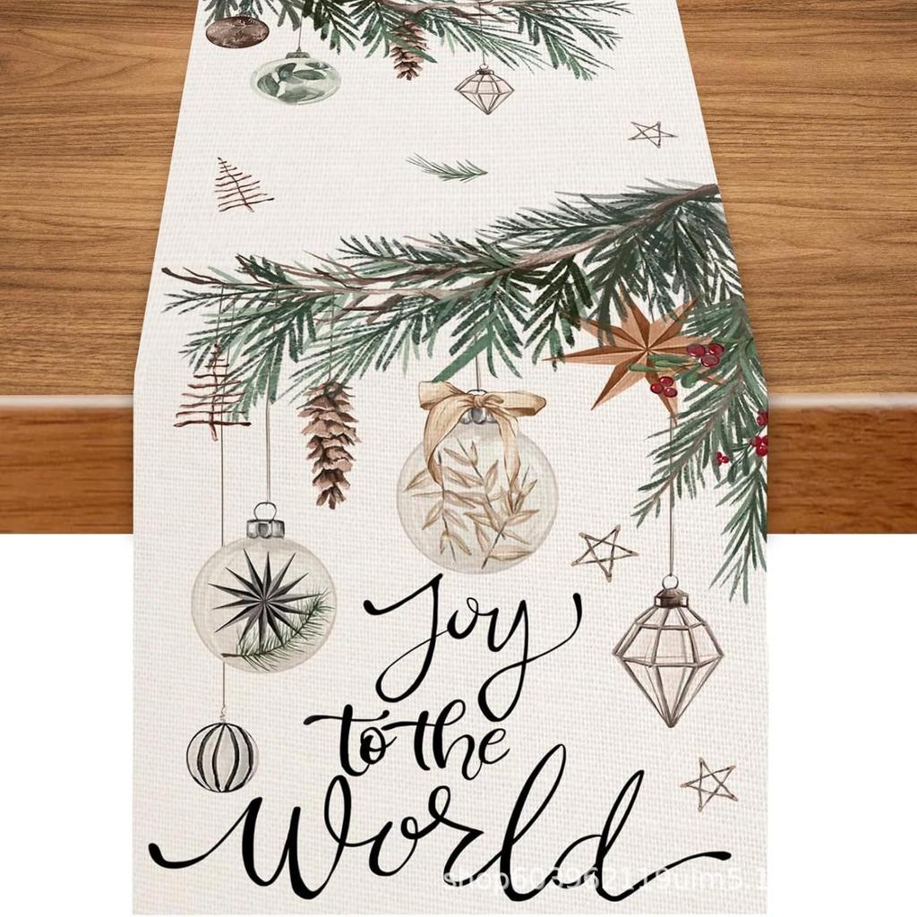 Christmas Table Runner with Santa and Tree Design