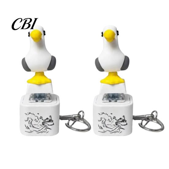 Finger Clicker Keychain 2/4Pcs Seagull Keyboard Fidget Toy with Sound, Rechargeable Sea Bird Push Button Decompression Keychain, Stress Relief Sound 2pcs