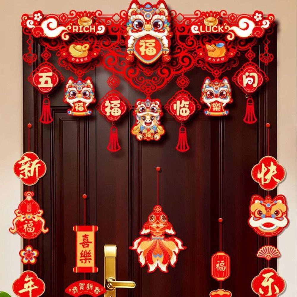Felt New Year Door Decoration Good Luck Traditional Fu Character Door Sticker Handmade Hanging Spring Festival Couplet