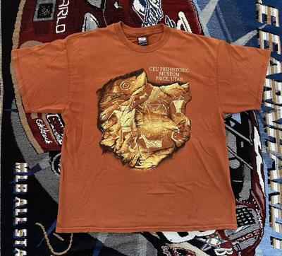 CEU Prehistoric Museum Shirt Tourist Cave Painting XL Orange Petroglyph Sportex