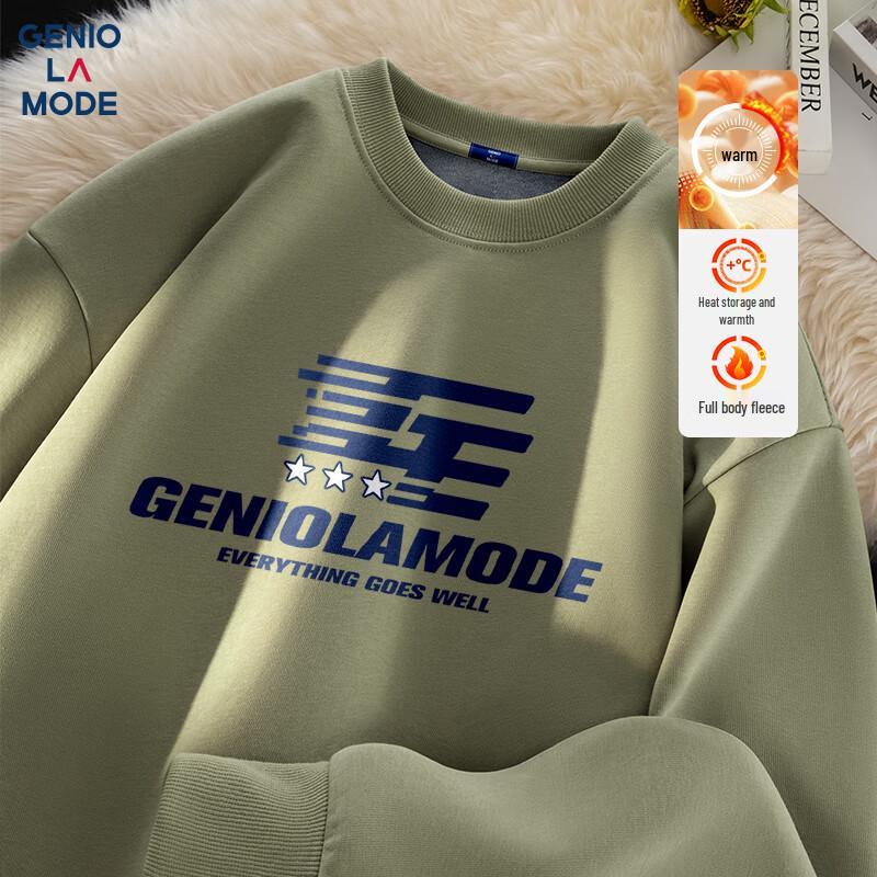 GENIOLAMODE Men's Fleece Lined Crew Neck Sweatshirt