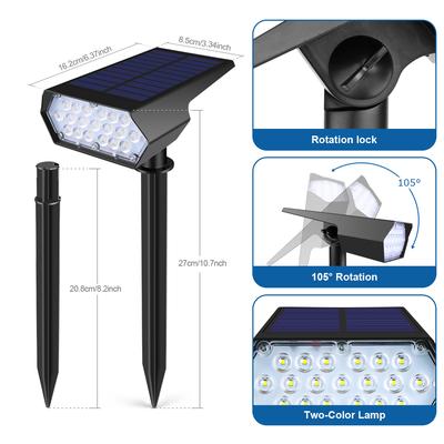 Waterproof Solar Rechargeable LED Spotlight Garden Outdoor Landscape Lawn Spike Light Yard Path Lane Footpath Night Lamp Decor