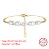 EFFIE QUEEN 925 Pure Silver 14k Gold Baroque Pearl Nugget Chain Bracelet Natural Jewelry for Women Wedding Party Banquet GPB38