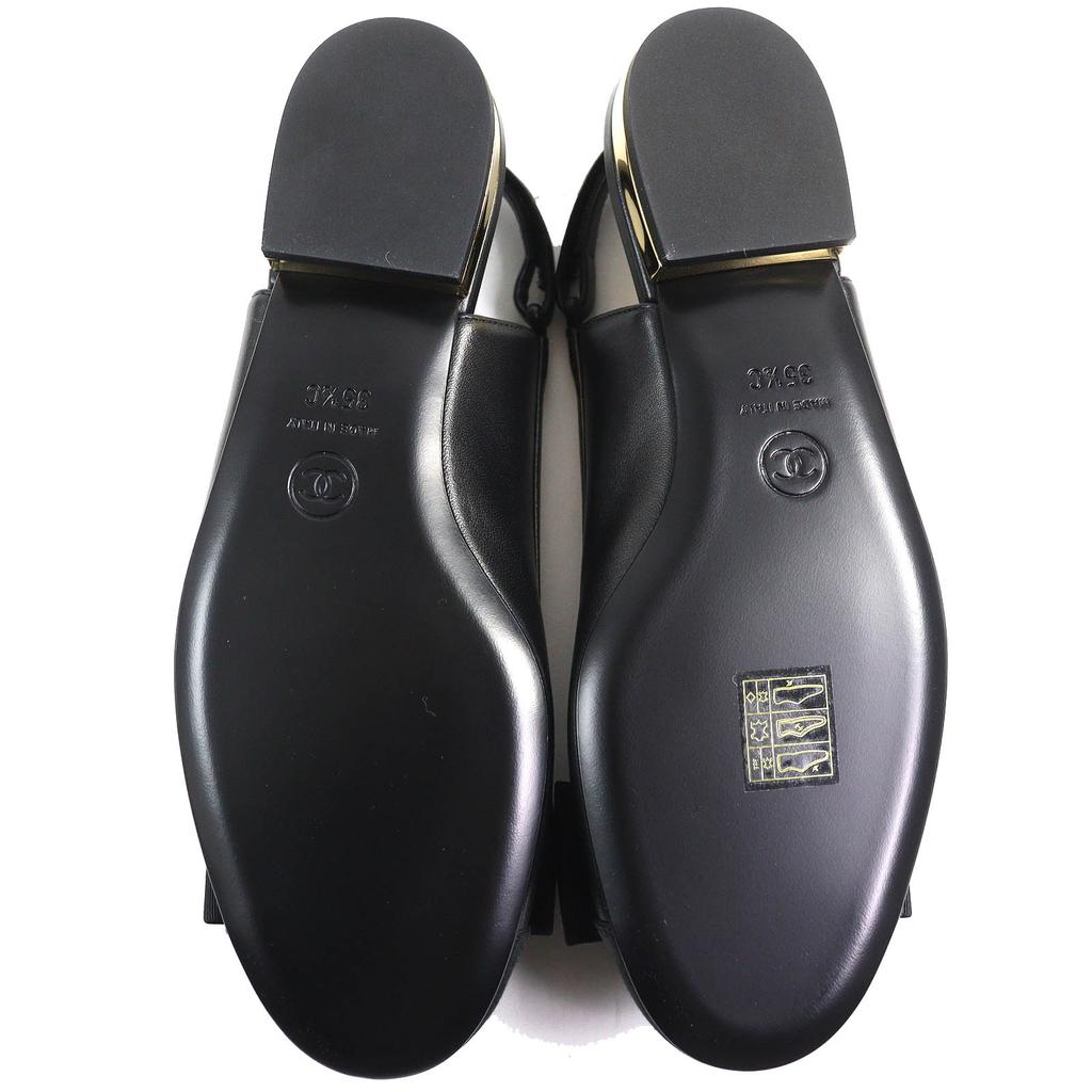 Pristine CHANEL Pumps COCO Mark Ribbon Black Lamb Leather Women 35.5 G45689 Used