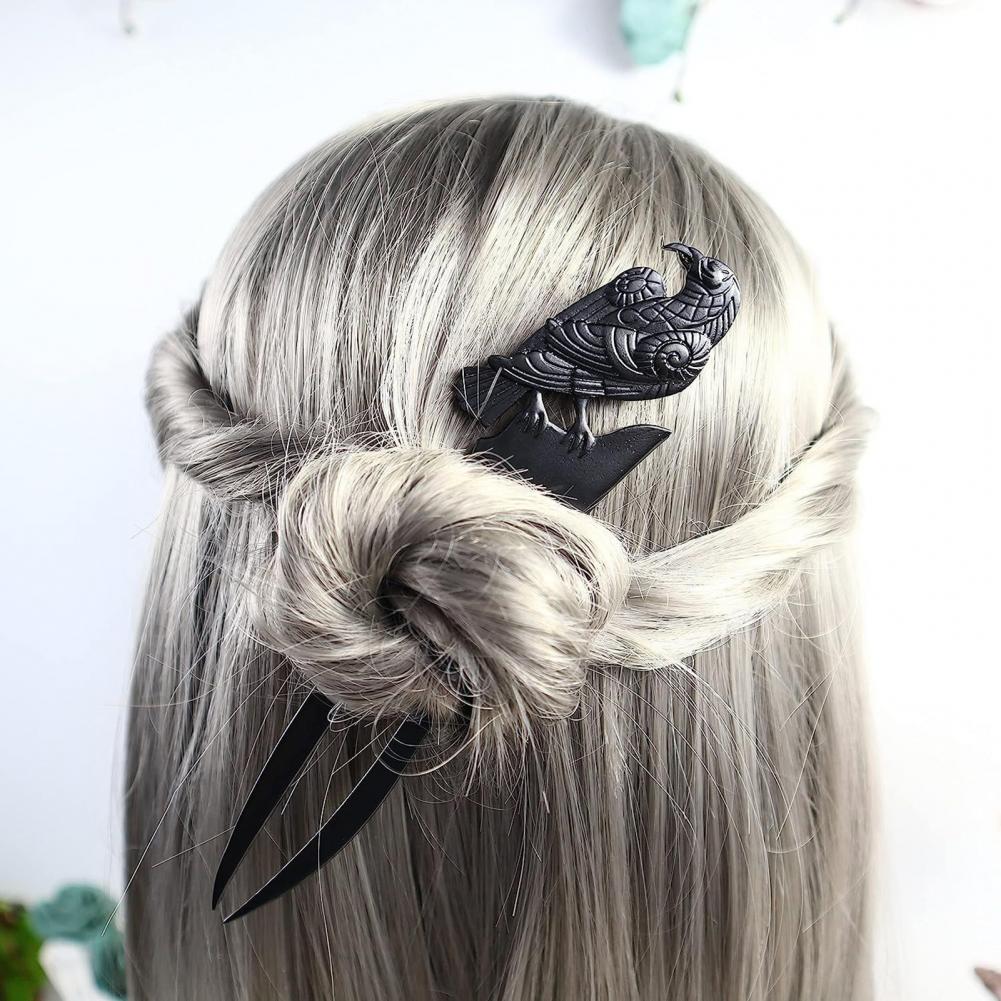 Gothic Hair Claw Women Girl Retro Bat Bird Shape Sticks Hair Pin Durable Black Crow Hairpin Halloween Hair Accessories