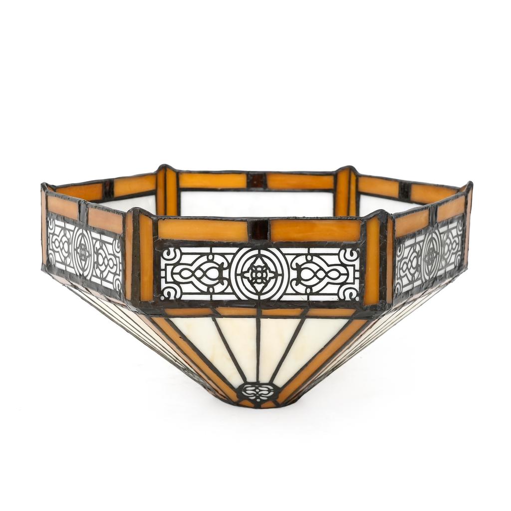 Vintage Stained Glass Lamp Shade 10" Brown Hexagon Stained Glass Lamp Shade - Vintage-Inspired Perfect for Pendant Floor Lamps