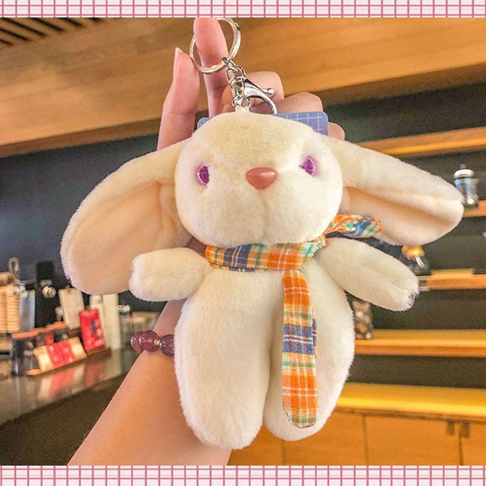 

Bag Pendant Long Ears Korean Style Key Buckle Rabbit Pendant Plush Doll Key Chain Women Key Holder коричневый