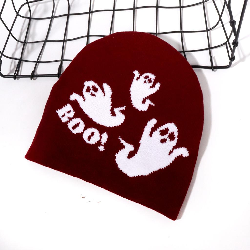Pattern Ghost Festive Knitted Cap Halloween Fashion Hat Casual Breathable Gift