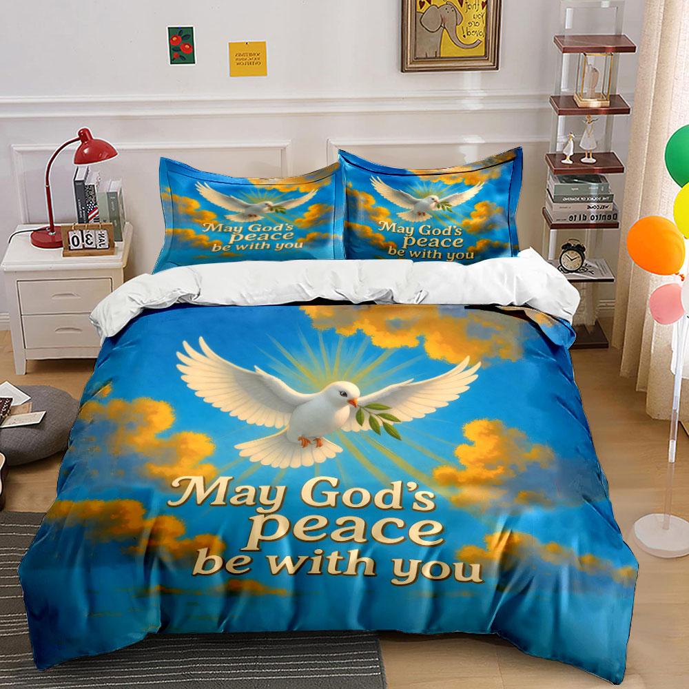Peaceful Dove Symbol Gift Set Kid'S And Adults' Bedroom Decor, Exquisite Three-Piece Bedding Set Gift