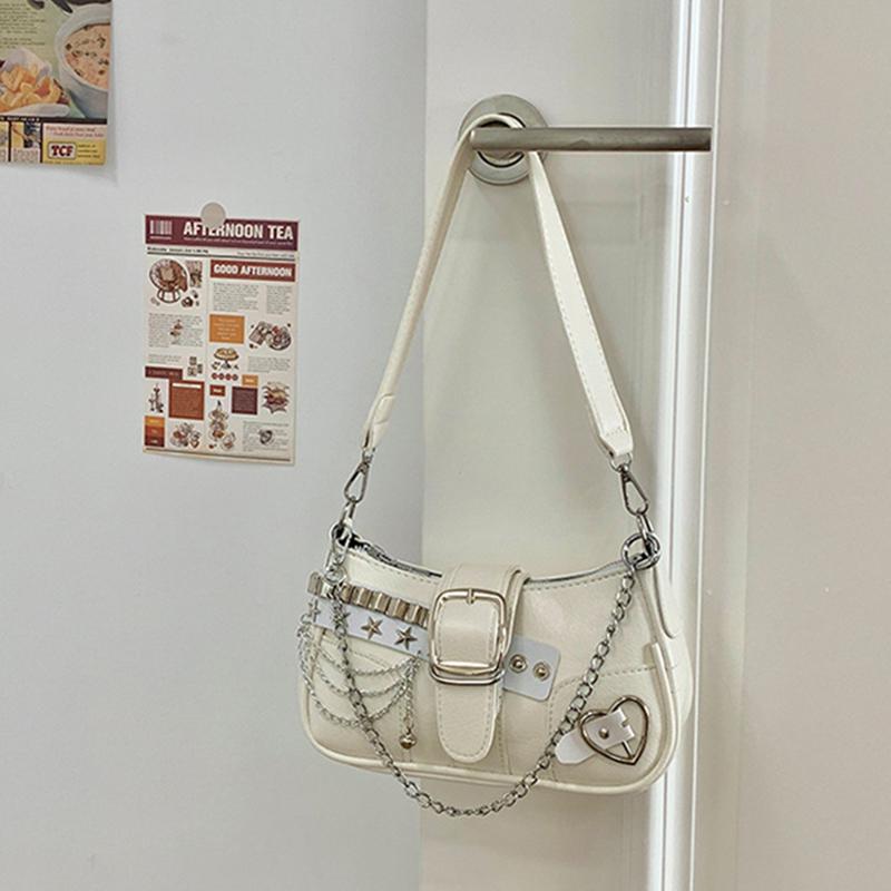 Yogodlns Nuova Borsa a Spalla di Nicchia con Texture Amore Catena a Farfalla Sottospalla Borsa a Spalla Diagonale da Moto per Ragazza Piccante per Donna