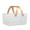 Panier de Rangement Pique-nique Poignées en Bois pour Sortie Randonnée Fruits Légumes Blanc