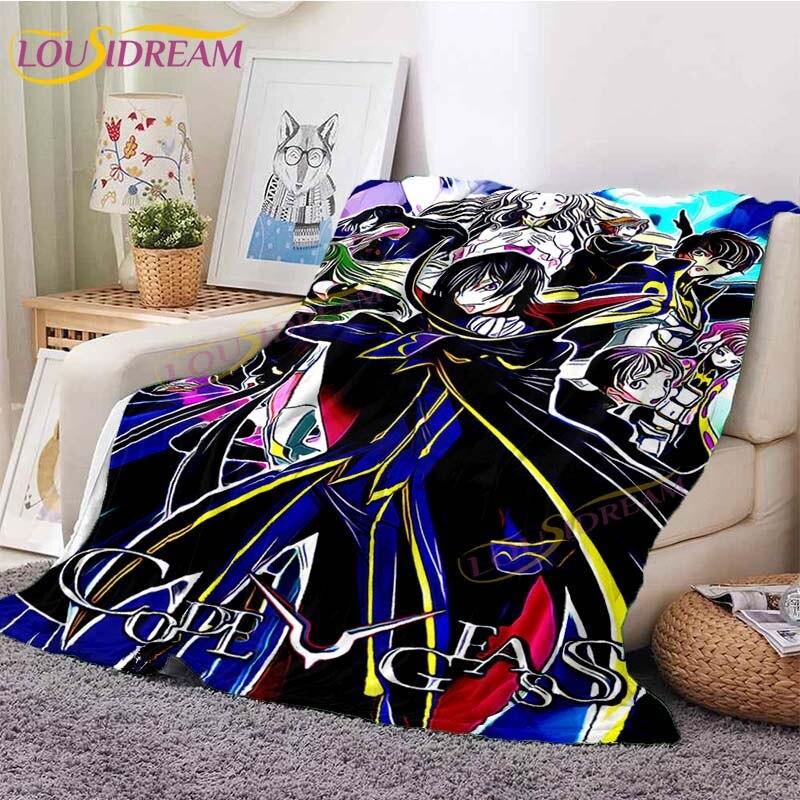 Classic Anime Blanket Code Geass Flannel Throw Blanket Lelouch Chair Sofa Lazy Blankets Cartoon Blankets for Home Bedroom Travel