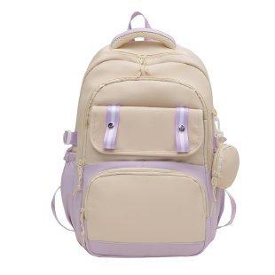 Schoolbag1011 new backpack with small bag fashionable thickened casual contrasting splicing large-capacity student campus bag