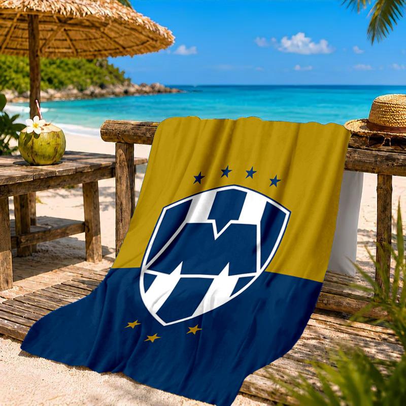 Monter-rey Football Crest Art Printed Microfiber Beach Towel, Soft And Absorbent, Quick-Dry, Ideal for Summer Travel, Beach Essential, Swimming Pool